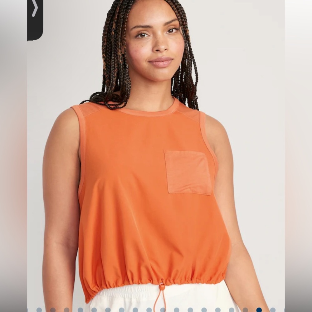 Old Navy StretchTech Cinched-Hem Sleeveless Cropped Top - Tangerine NWT - Picture 1 of 4